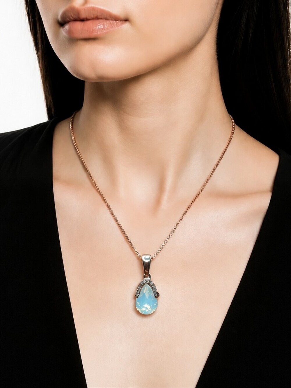 NWT Nadine West Faux Opal Crystal Teardrop Necklace - Women's Rhinestone Jewelry